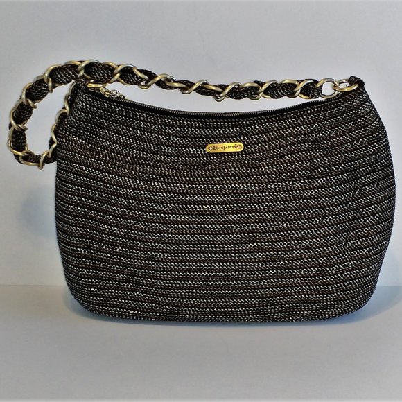 Eric Javits Handbags - *Eric Javits New York Shenia woven neutral fabric gold chain shoulder bag